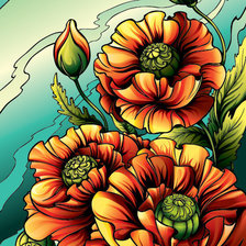 Схема вышивки «Маки»