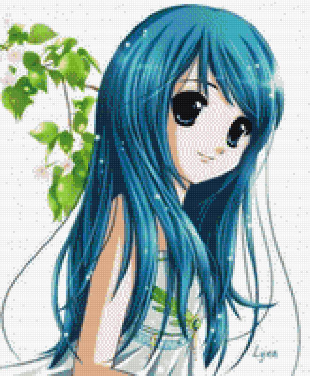 Анимэ - голубой, анимэ - предпросмотр