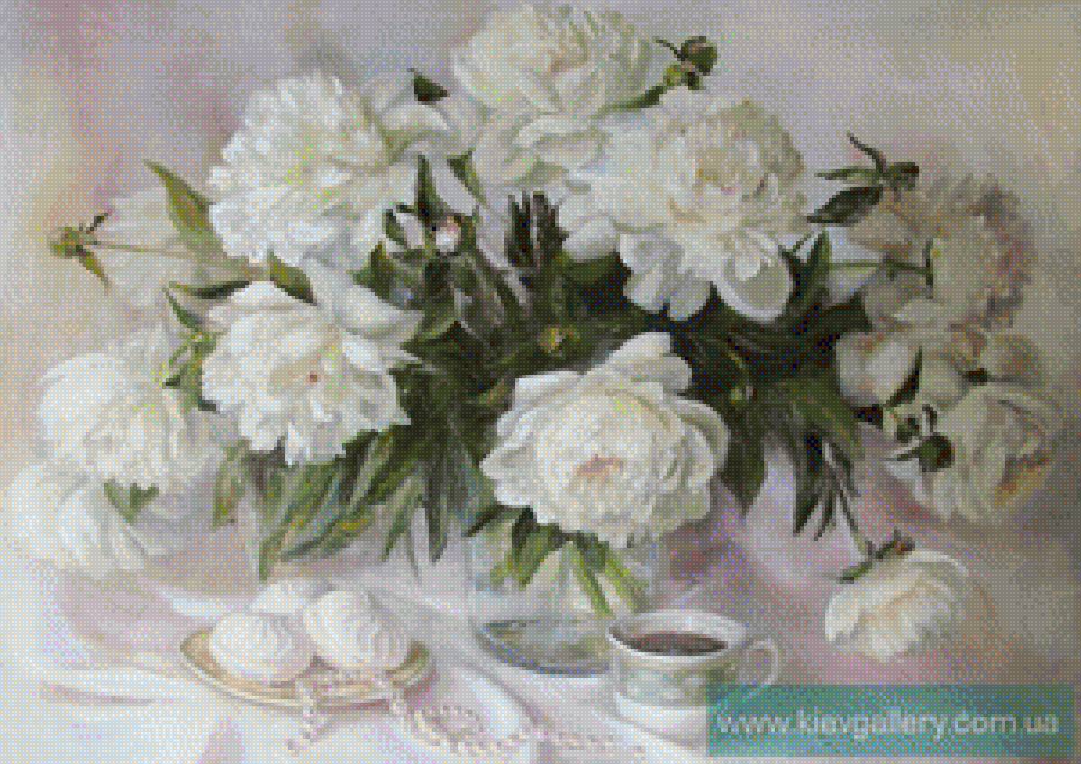 Нежность, по картине Томеско-Мазманян Юлии - картина, белые пионы, нежность - предпросмотр