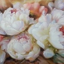 Схема вышивки «Триумф белых пионов, художник Лаптева Виктория»