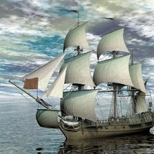 Схема вышивки «корабль в море»