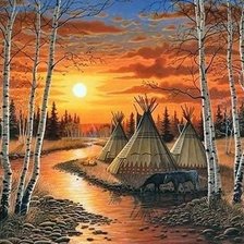 Схема вышивки «закат»