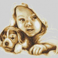 ребенок со щенком