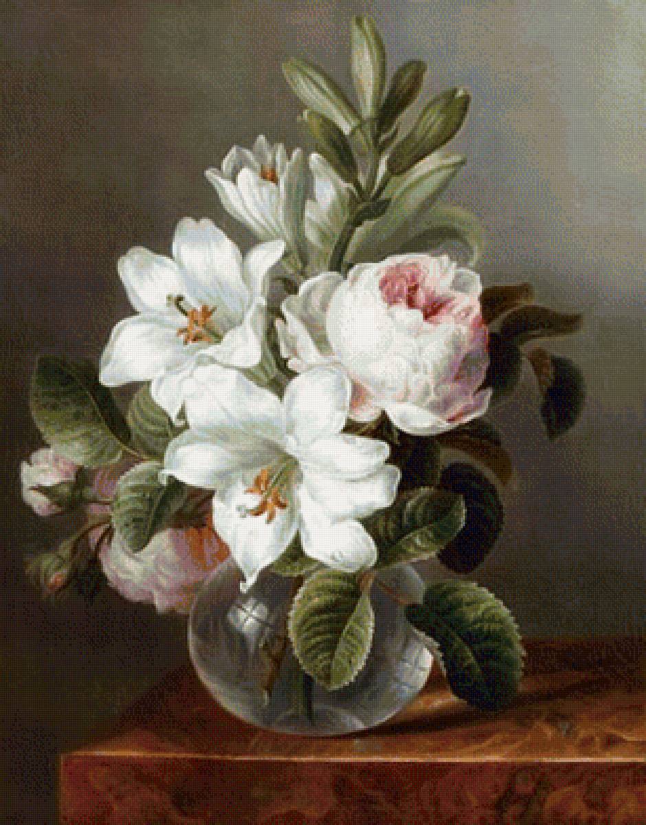 biele kvety vo váze - предпросмотр