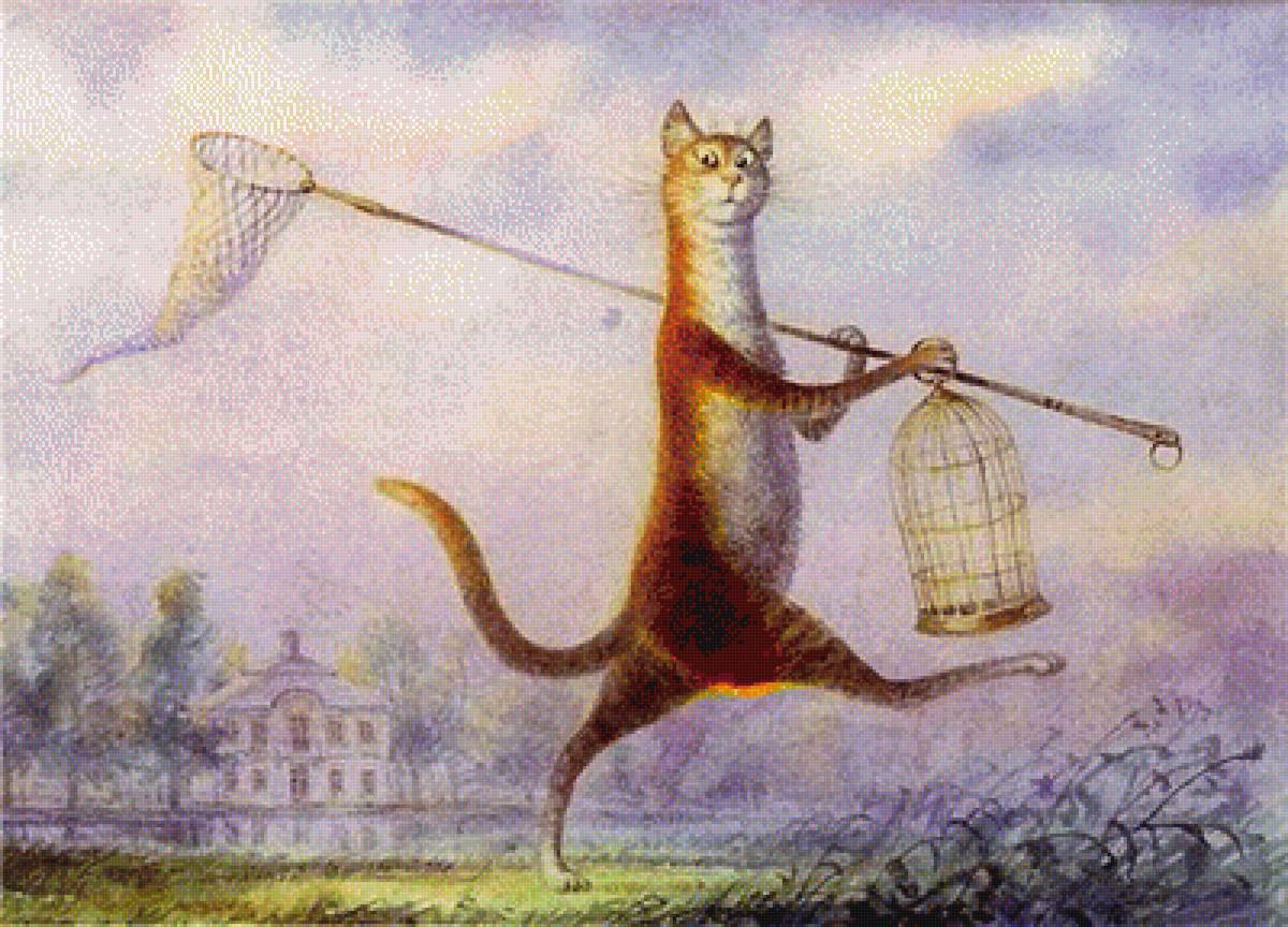 с добрым утром - худ. румянцев, кот - предпросмотр