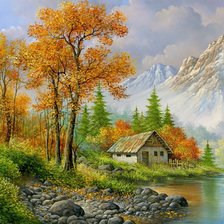 Схема вышивки «осенний пейзаж»