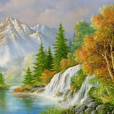 Схема вышивки «осенний пейзаж»