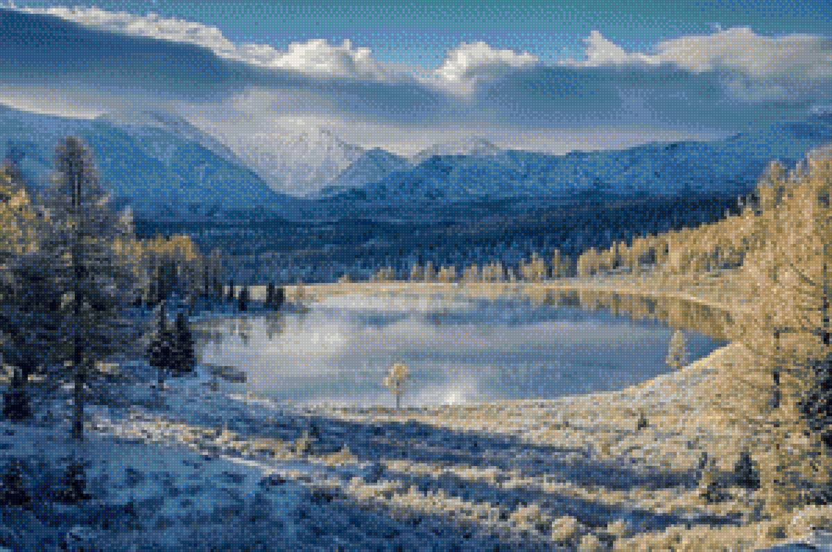 озеро в горах - вода, горы, природа, зима - предпросмотр