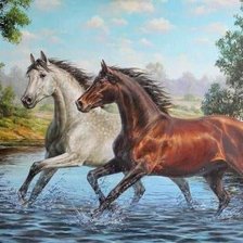 Схема вышивки «Пара лошадей»