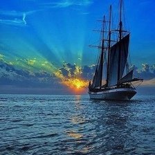 Схема вышивки «Парусник в море»