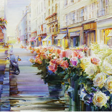 Схема вышивки «цветочная улочка»