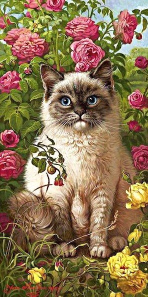 В саду - розы, кошки - оригинал