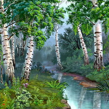 Схема вышивки «березы у воды»