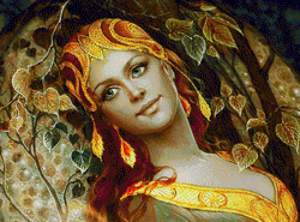 дева-осень - девушка, фентези, осень - предпросмотр