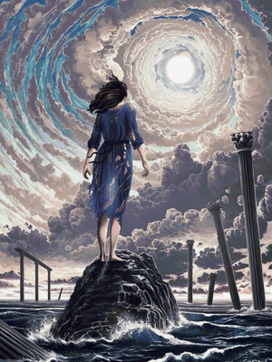 На краю света - море, девушка, на берегу моря - предпросмотр