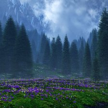 Схема вышивки «утро в лесу»