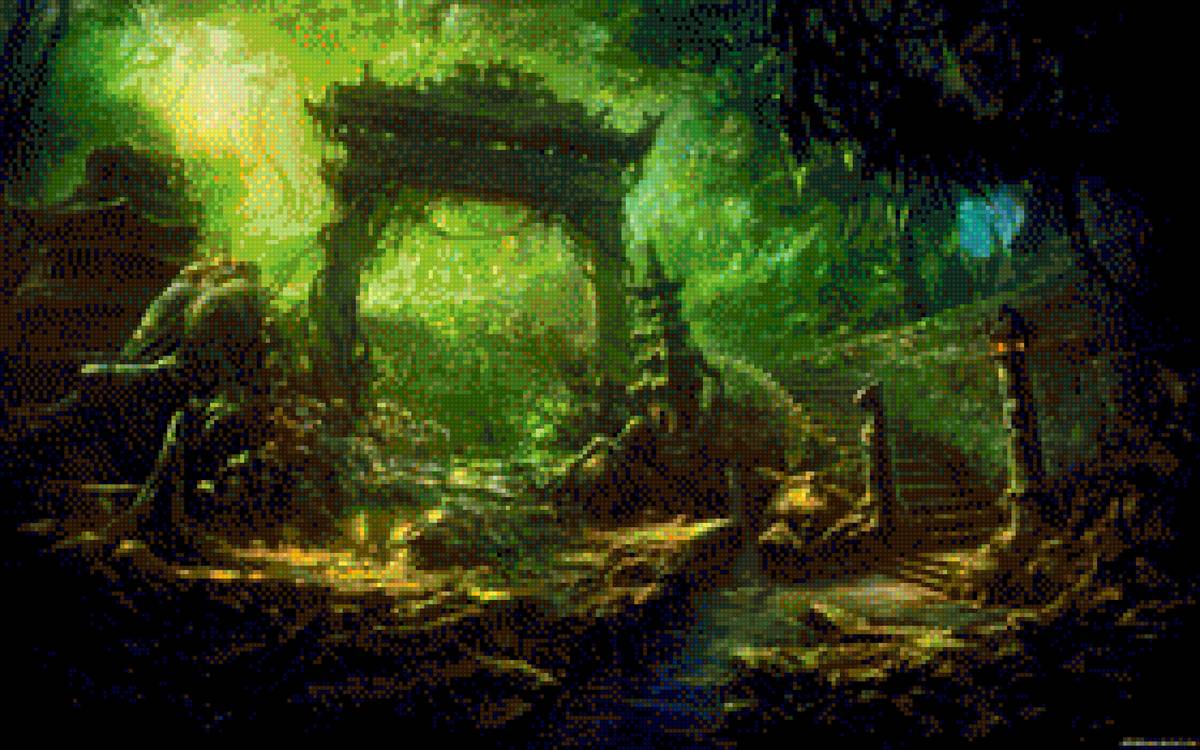 фентази - утро, лес, лестница, фентези - предпросмотр