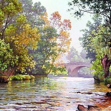 Схема вышивки «Худ.Rene His. Пейзаж с мостом.»