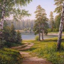 Схема вышивки «лес и река»