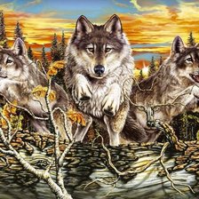 Схема вышивки «волки»