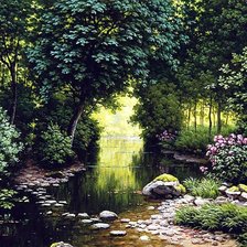 Схема вышивки «худ. Rene Nis. Тихая река.»