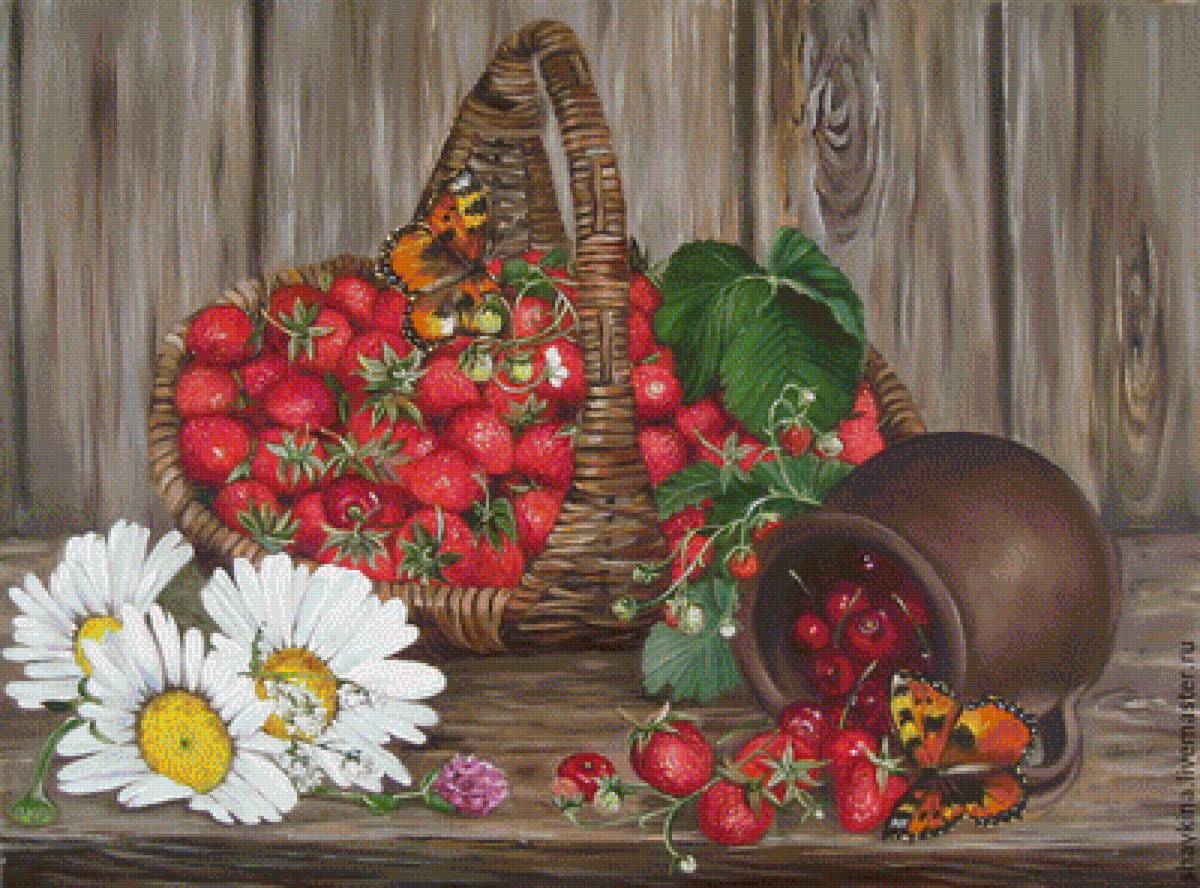 Летнее настроение - ромашки, кувшин, деревня, лето, бабочки - предпросмотр