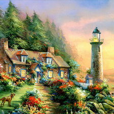 Схема вышивки «Дом на берегу»