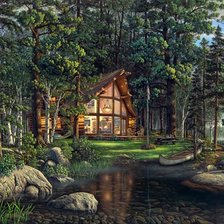 Схема вышивки «Дом у воды»