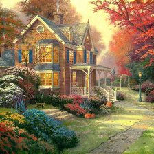 Схема вышивки «Дом в лесу»