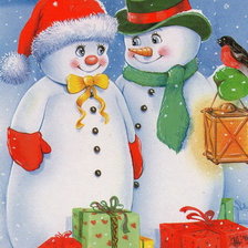 Схема вышивки «снеговики»