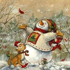 Схема вышивки «снеговик и друзья»