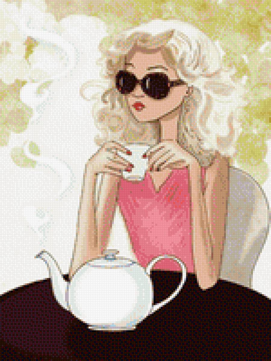 Девушка с чаем - предпросмотр