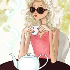 Схема вышивки «Девушка с чаем»