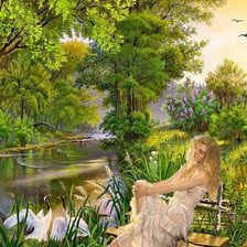 Схема вышивки «Девушка у воды»