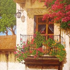 Схема вышивки «балкон в цветах»