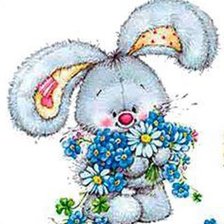 Схема вышивки «Зая с цветами»