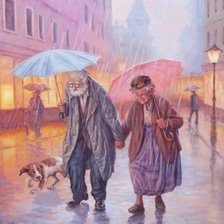 Схема вышивки «abuelos bajo lluvia»