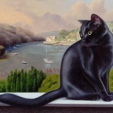 Схема вышивки «Пейзаж с кошкой»