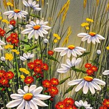 Схема вышивки «margareti,červené kvety»