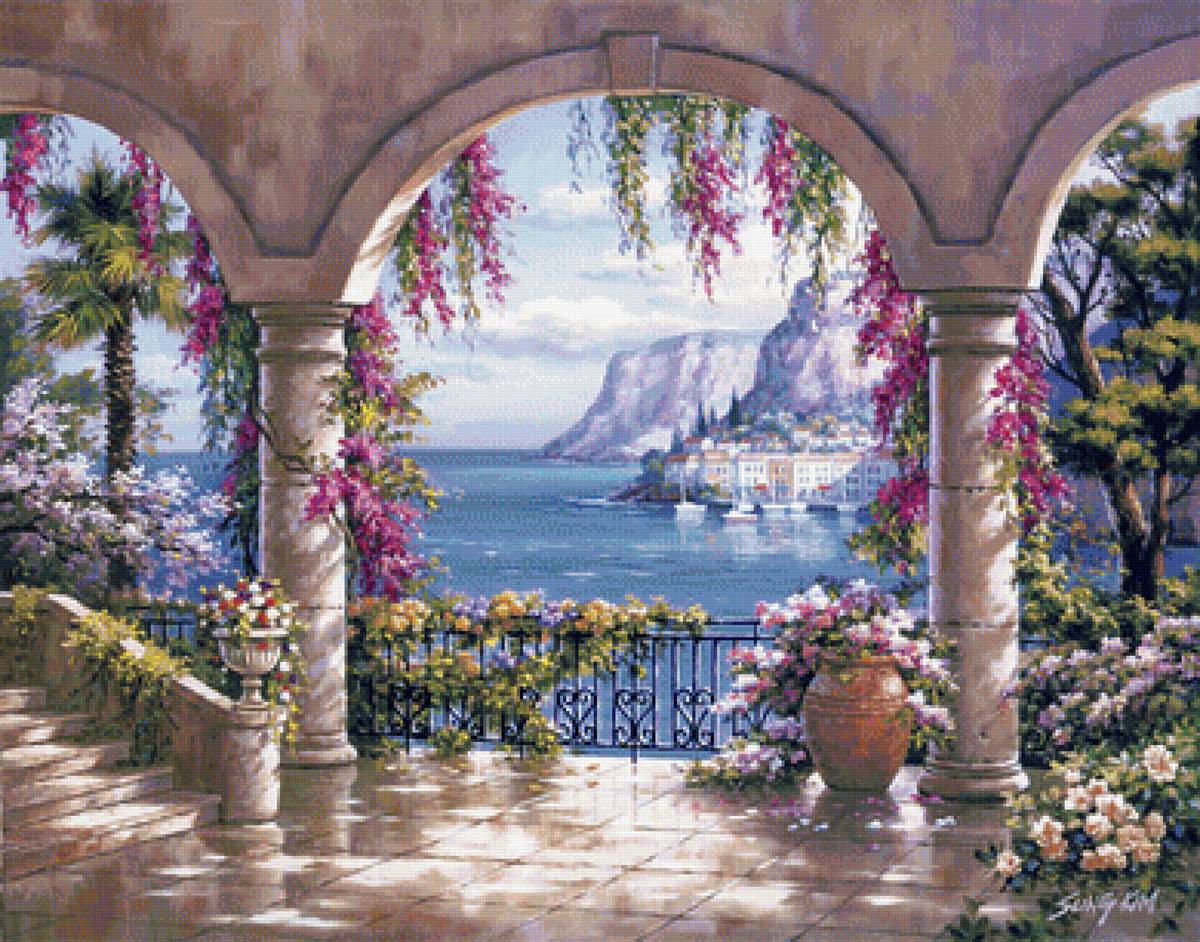 pekná terasa,kvety - предпросмотр