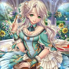 Схема вышивки «Девушка с книгами»