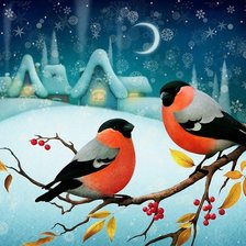 Схема вышивки «снегири»