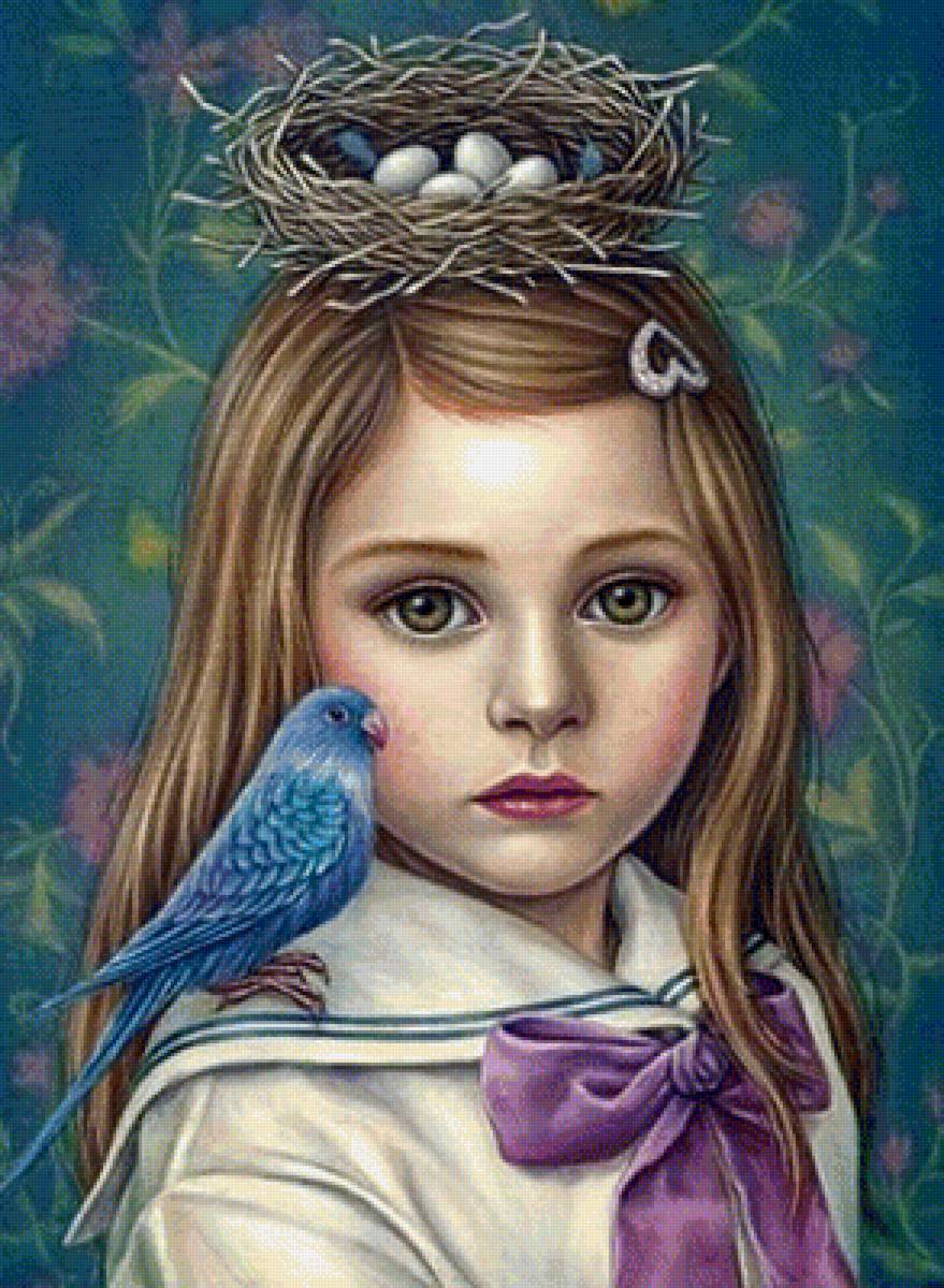 Девочка с птичкой - дети - предпросмотр