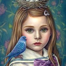Схема вышивки «Девочка с птичкой»