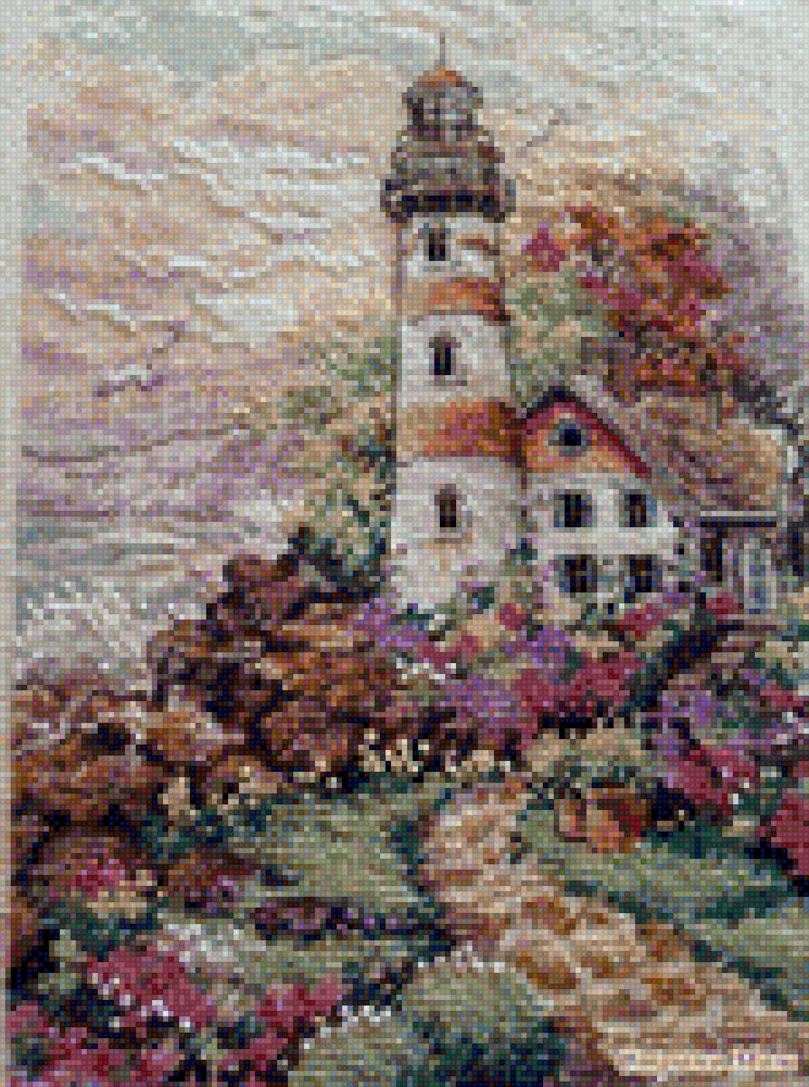 Маяк на рассвете - море, маяк - предпросмотр