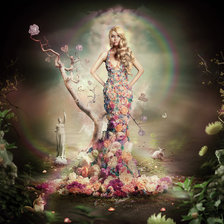 Схема вышивки «девушка в цветах»