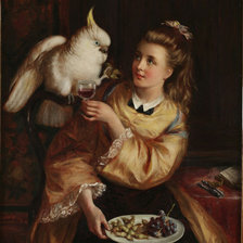 Схема вышивки «Девочка с попугаем»