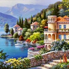 Схема вышивки «приморский город»