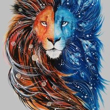 Схема вышивки «Лев огонь-вода»