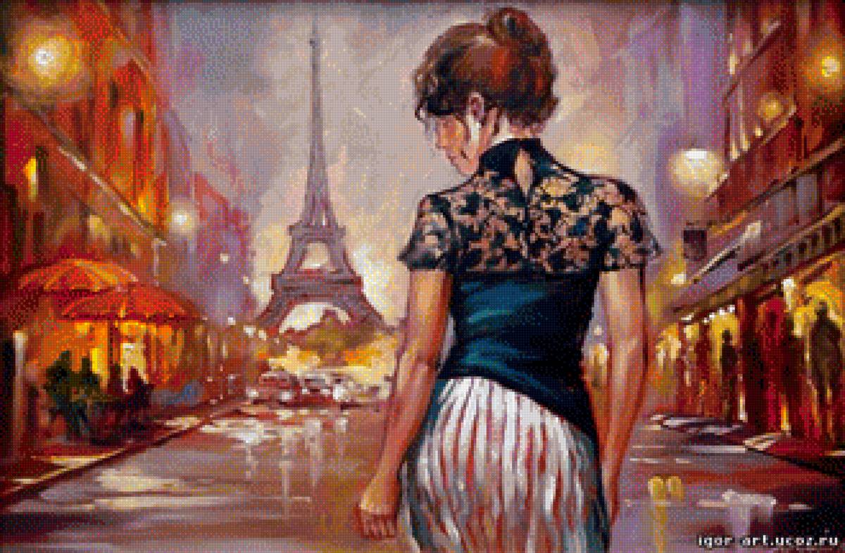 девушка и Париж - города, девушка - предпросмотр
